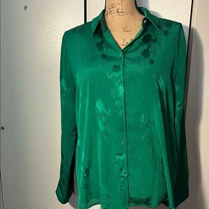 Zara Vibrant Green Button-Up Blouse